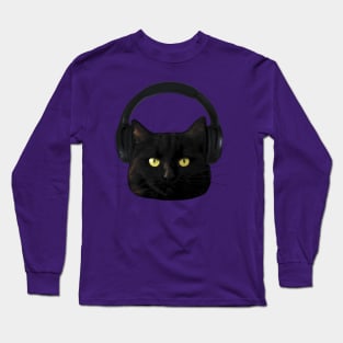 Cat with Headphones Long Sleeve T-Shirt